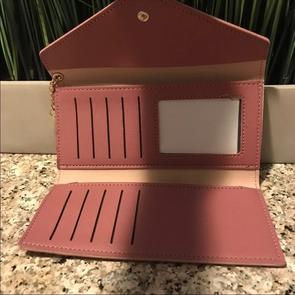 Dark Mauve Pink Tri-fold Wallet Tassel/heart - Picture 5 of 7